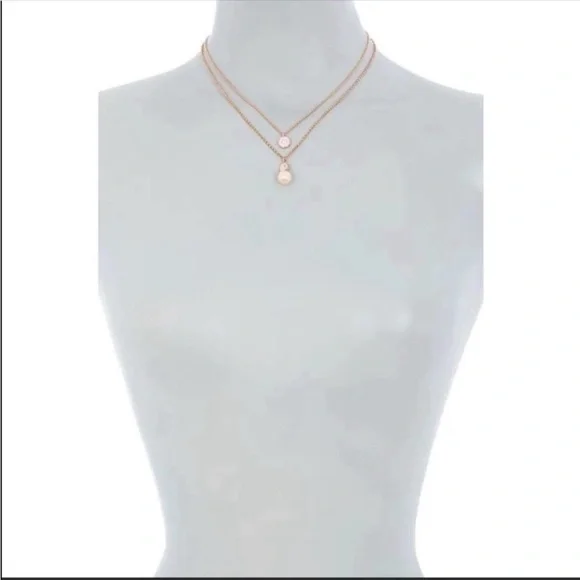 KATE SPADE double pendant layeredRose Gold Pearl layered necklace NWT